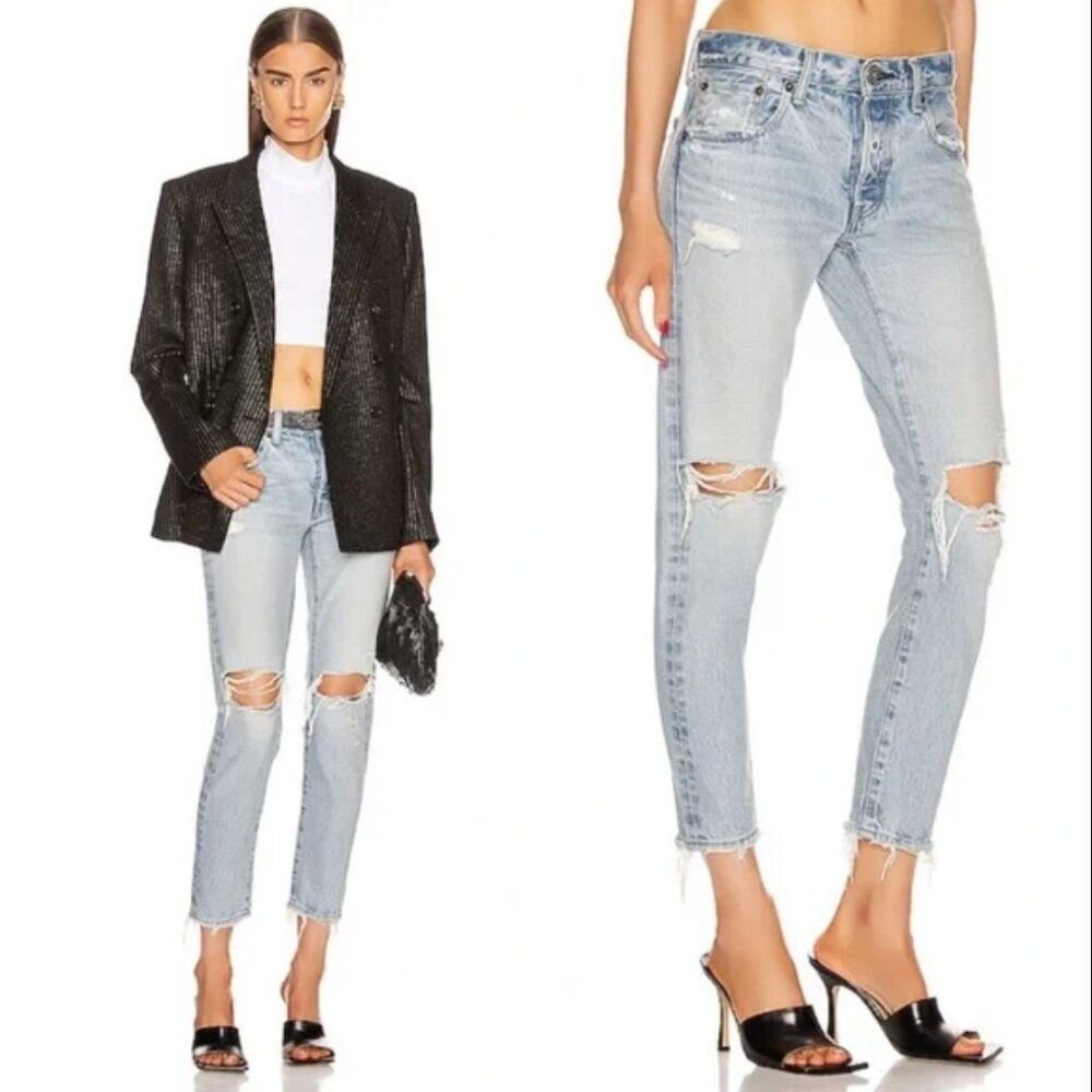 Moussy Vintage Yardley Tapered Ripped Knee Jeans - Size 25